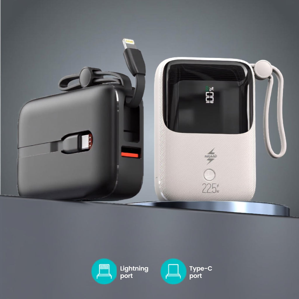 Mini Power Bank with Type-C and Lightning Cable