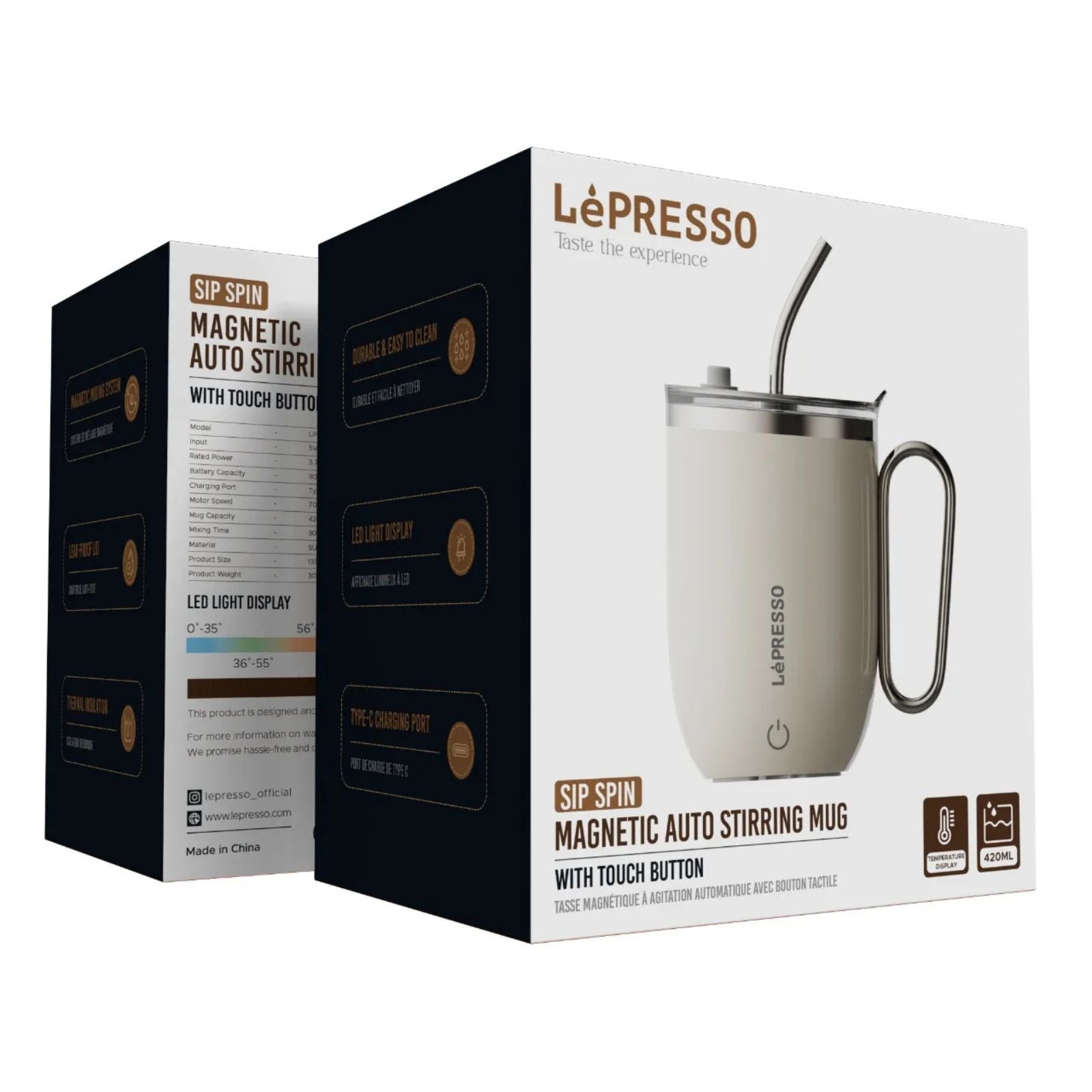 Sip Spin Magnetic Auto Stirring Mug with Touch Button