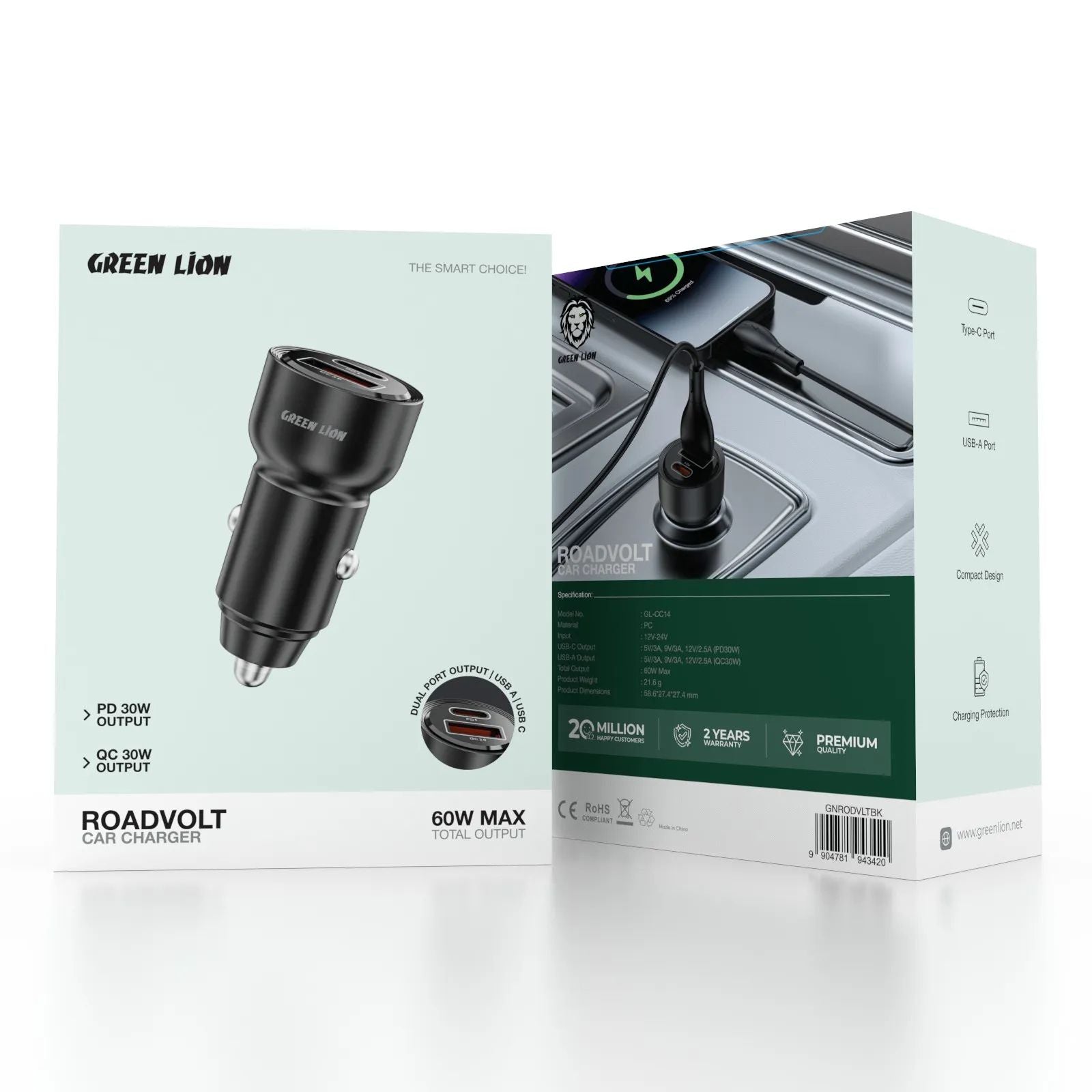 Car Charger PD + QC 60W