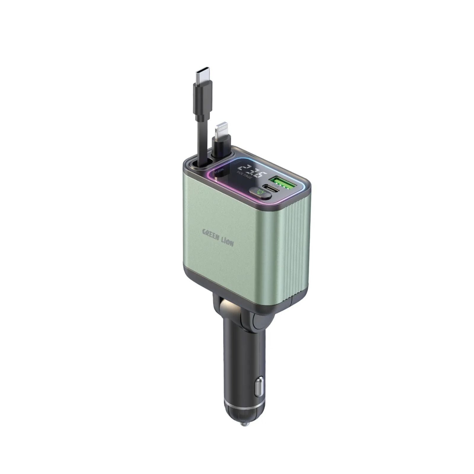 90W Car Charger with Retractable Cables