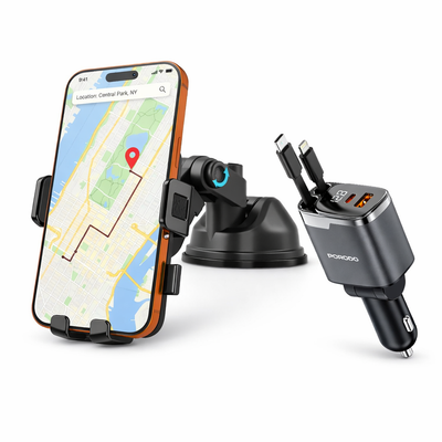 Car Phone Holder + Charger Combo