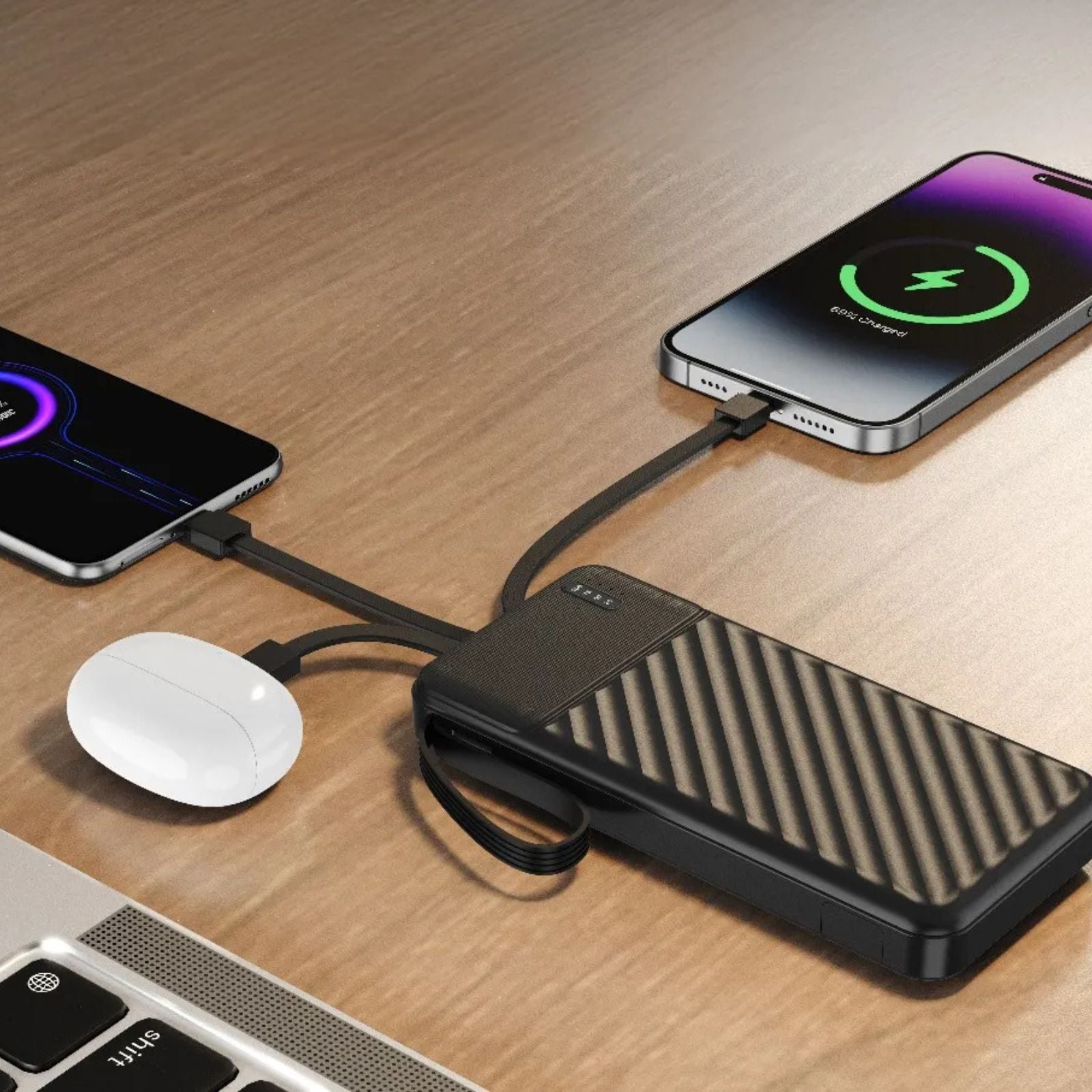 Power Bank with Integrated Cables