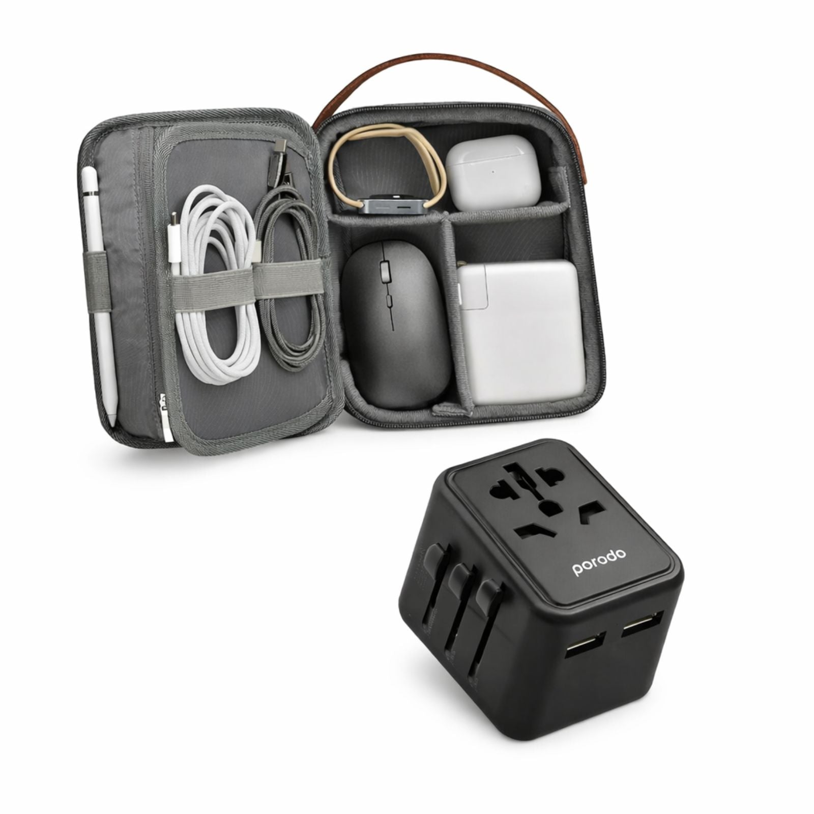 Travel Pouch + Dual Port Universal Fast Charger Combo